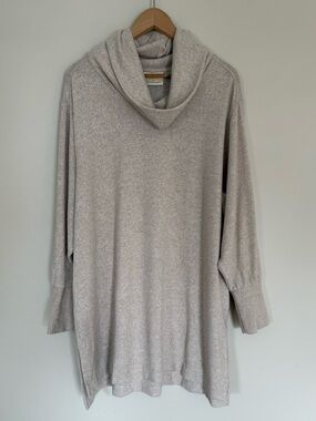 Maeve Anthropologie Oversized Cozy Lightweight Cowl Neck Sweater - Taupe Heather
